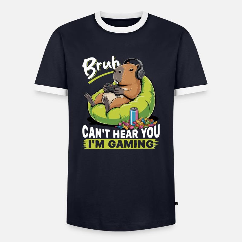 Capybara Gamer Gaming - Männer Kontrast-T-Shirt - Navy/Weiß 
