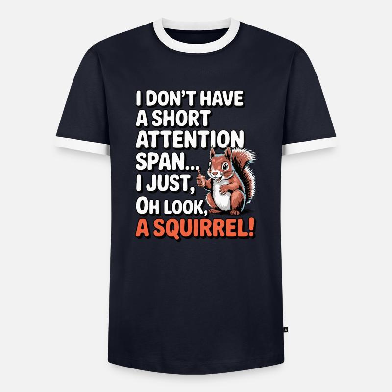 ADHD? Oh look, a squirrel! - Men's Ringer Shirt - navy/white 