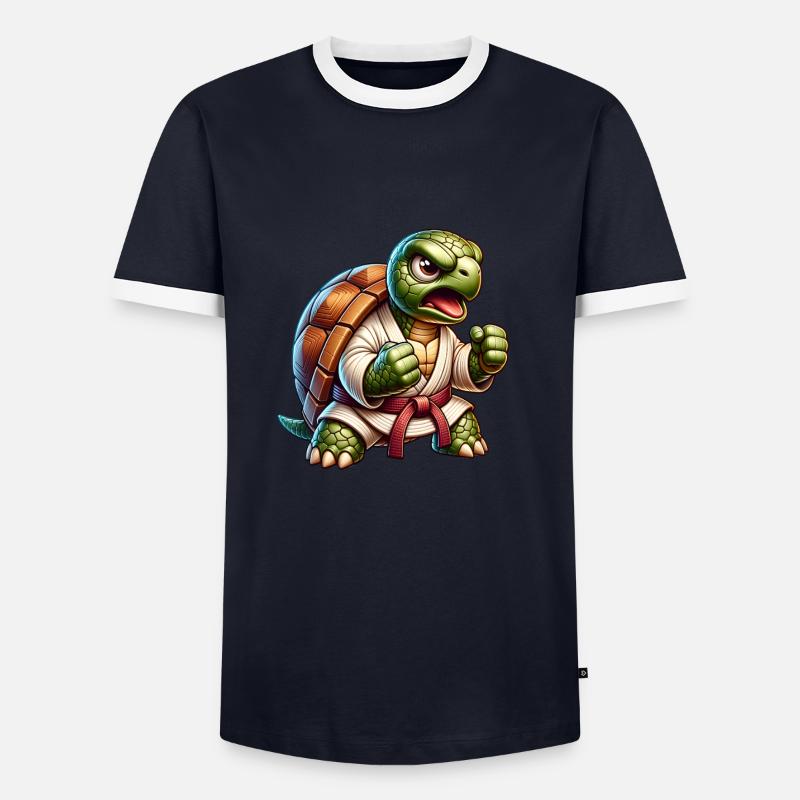 Turtle Karate Master - Men's Ringer Shirt - navy/white 