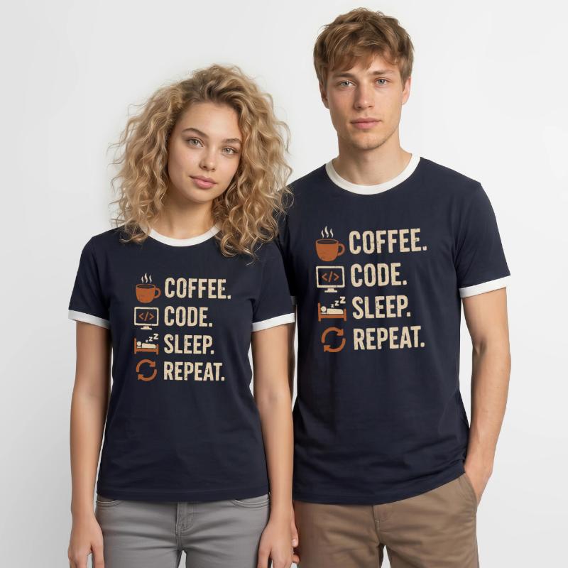 Geek-Coder-Routine – Kaffee, Code, Schlaf, mehr Männer Kontrast-T-Shirt