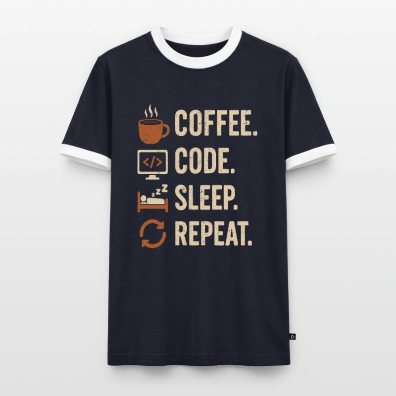 Geek-Coder-Routine – Kaffee, Code, Schlaf, mehr Männer Kontrast-T-Shirt