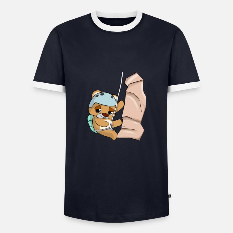 Klettern Abseilen Bär Comic - Männer Kontrast-T-Shirt - Navy/Weiß 