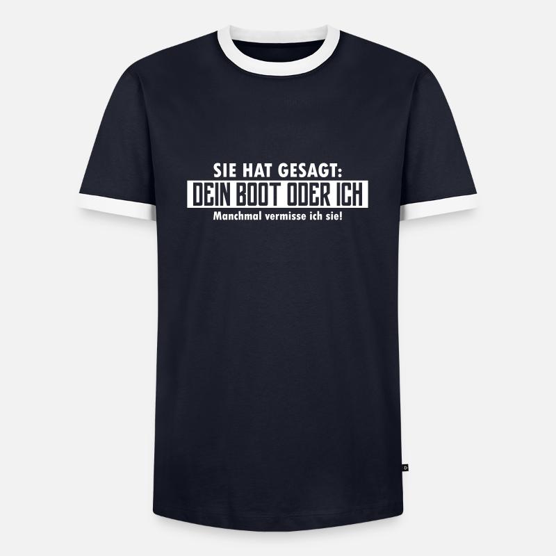 dein boot oder ich - Männer Kontrast-T-Shirt - Navy/Weiß 