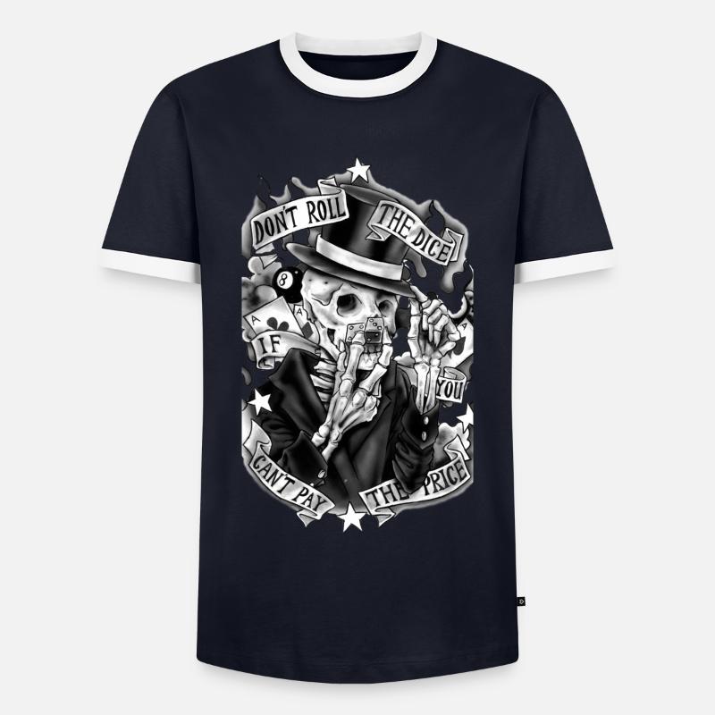 Skelett mit Karten - Männer Kontrast-T-Shirt - Navy/Weiß