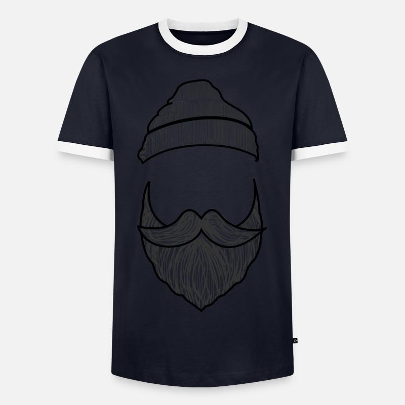 Bart mit Mütze - Männer Kontrast-T-Shirt - Navy/Weiß