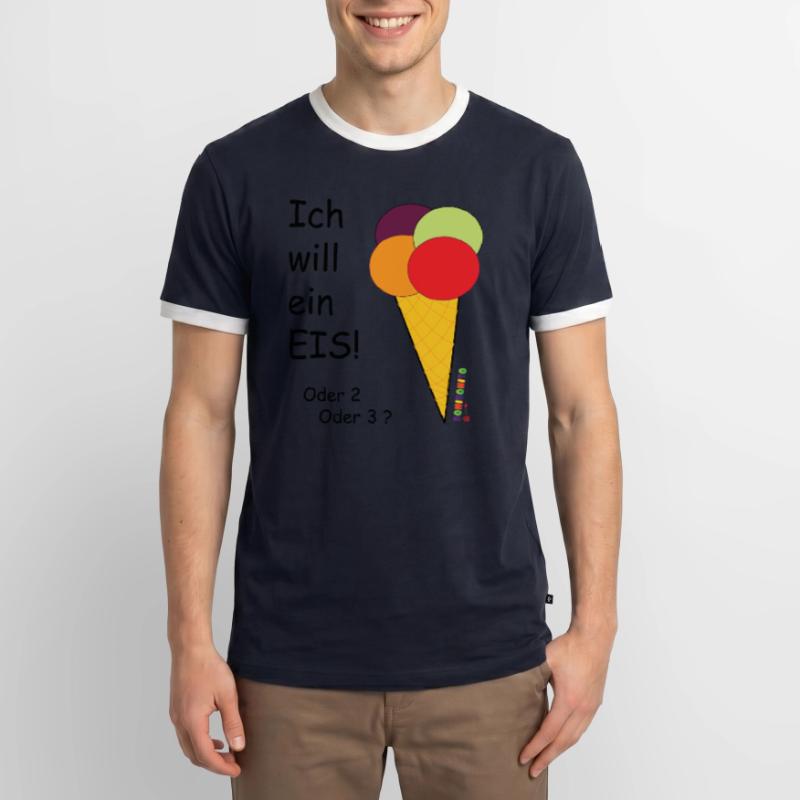ich will ein eis Männer Kontrast-T-Shirt