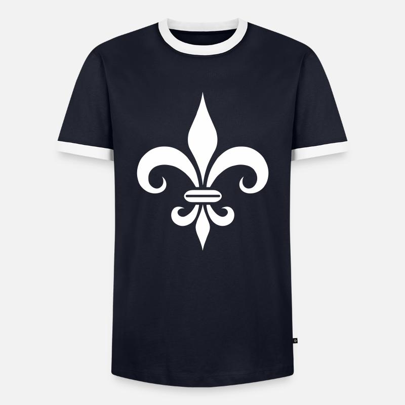 Conception majestueuse de lys français - T-shirt contrasté Homme - marine/blanc 