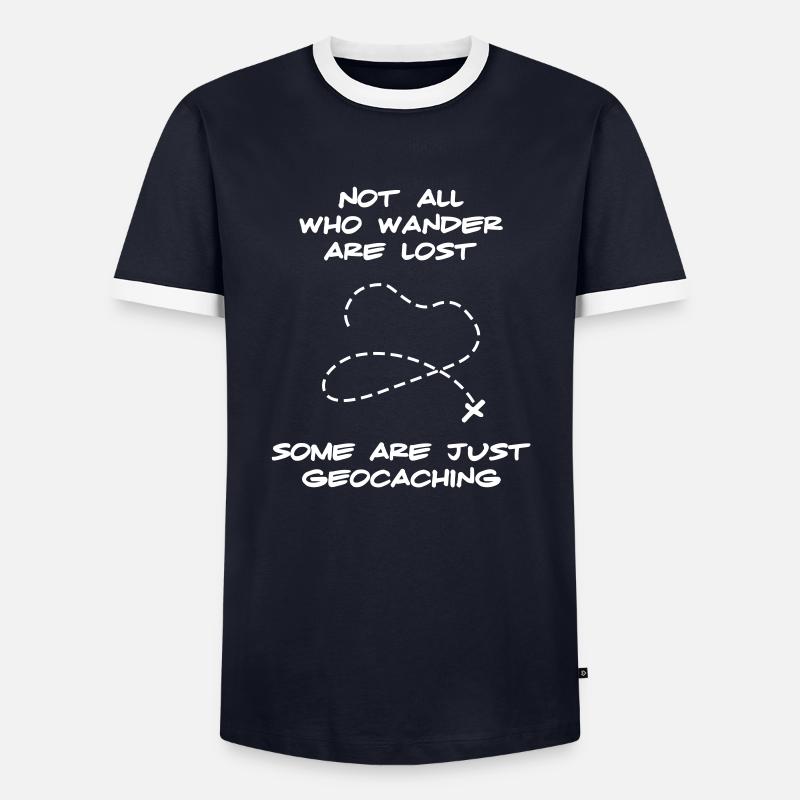 Geocaching - Männer Kontrast-T-Shirt - Navy/Weiß 
