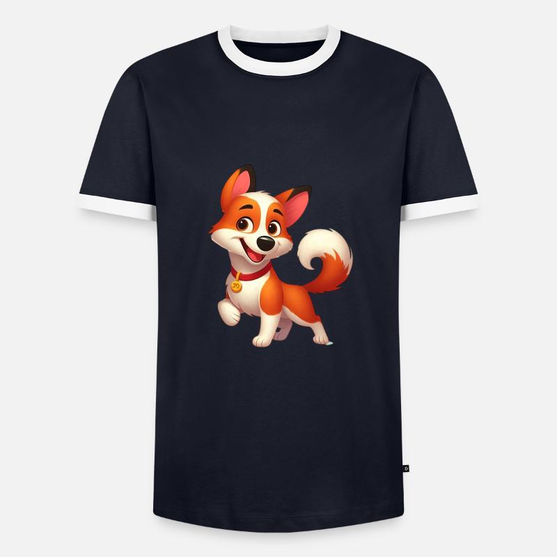 Foxterrier 8 - Männer Kontrast-T-Shirt - Navy/Weiß