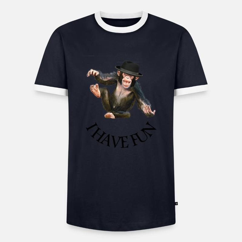 Monkey monkey monkey face - Men's Ringer Shirt - navy/white 