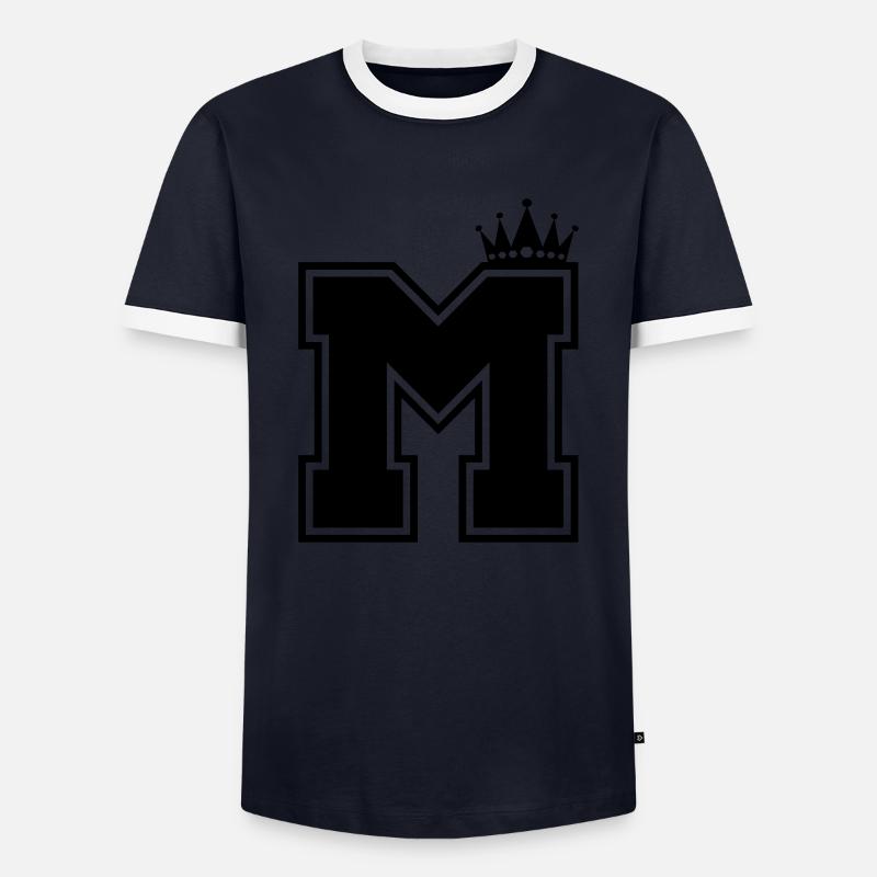 buchstabe M Krone - Männer Kontrast-T-Shirt - Navy/Weiß 