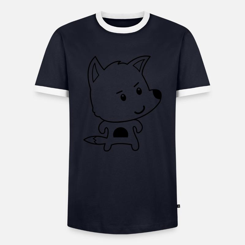 Fox Comic - Men's Ringer Shirt - navy/white 