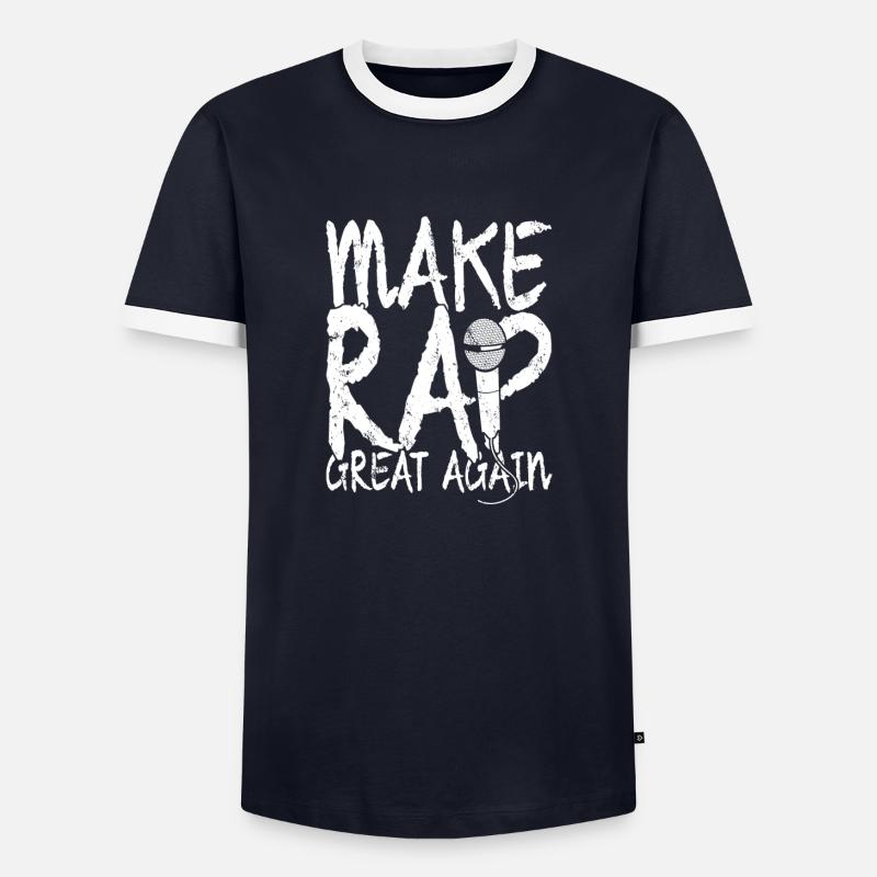 MAKE RAP GREAT AGAIN - Men's Ringer Shirt - navy/white 