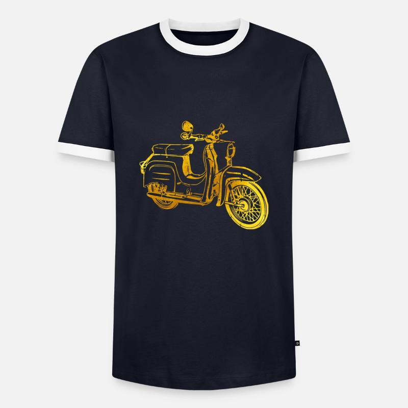 Simson Schwalbe RDA Cyclomoteur - T-shirt contrasté Homme - marine/blanc