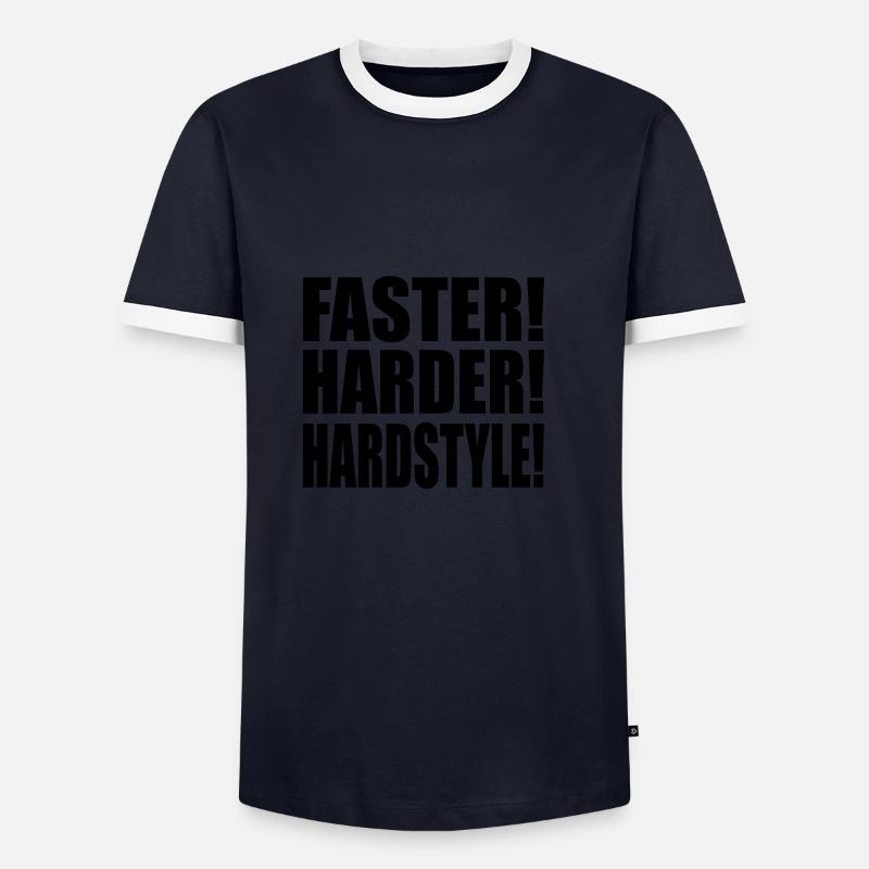 Faster Harder Hardstyle DE - Männer Kontrast-T-Shirt - Navy/Weiß 