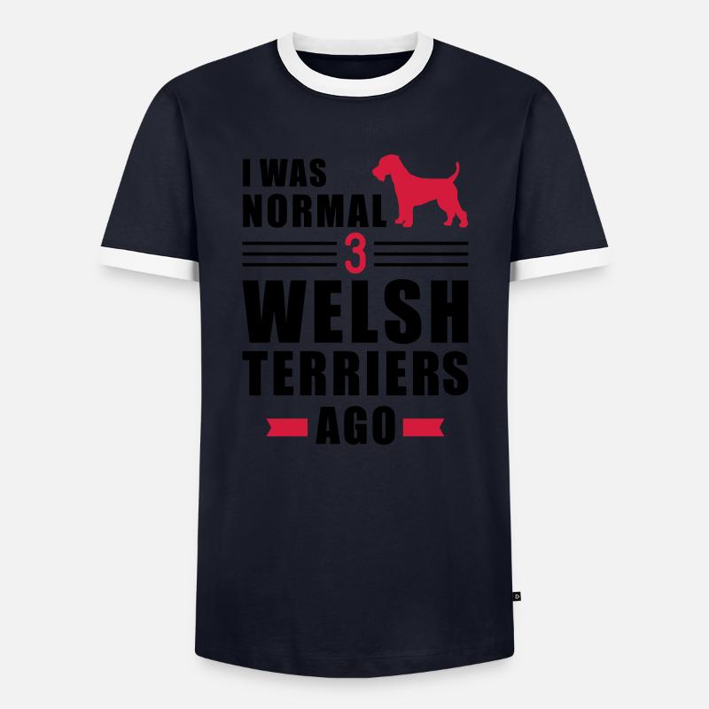 Welsh Terrier - Men's Ringer Shirt - navy/white