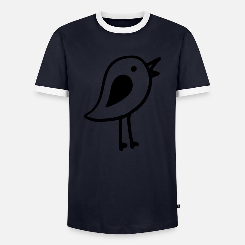 Vogel - Männer Kontrast-T-Shirt - Navy/Weiß 