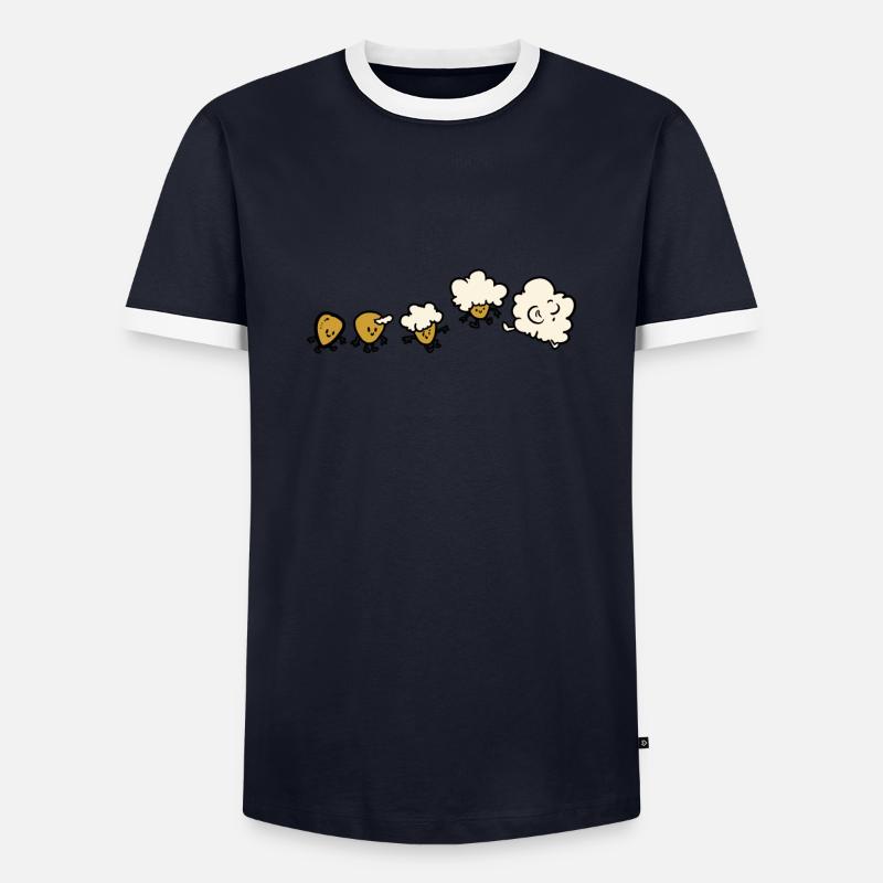 Popcorn Evolution - Männer Kontrast-T-Shirt - Navy/Weiß 