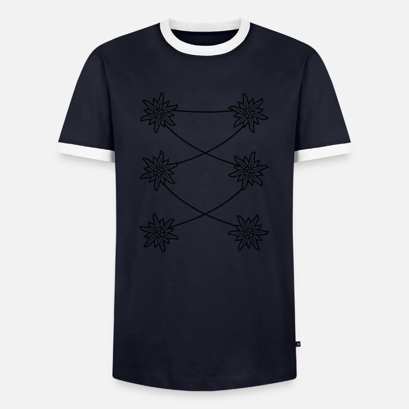 Edelweiss dirndl apron - Men's Ringer Shirt - navy/white 