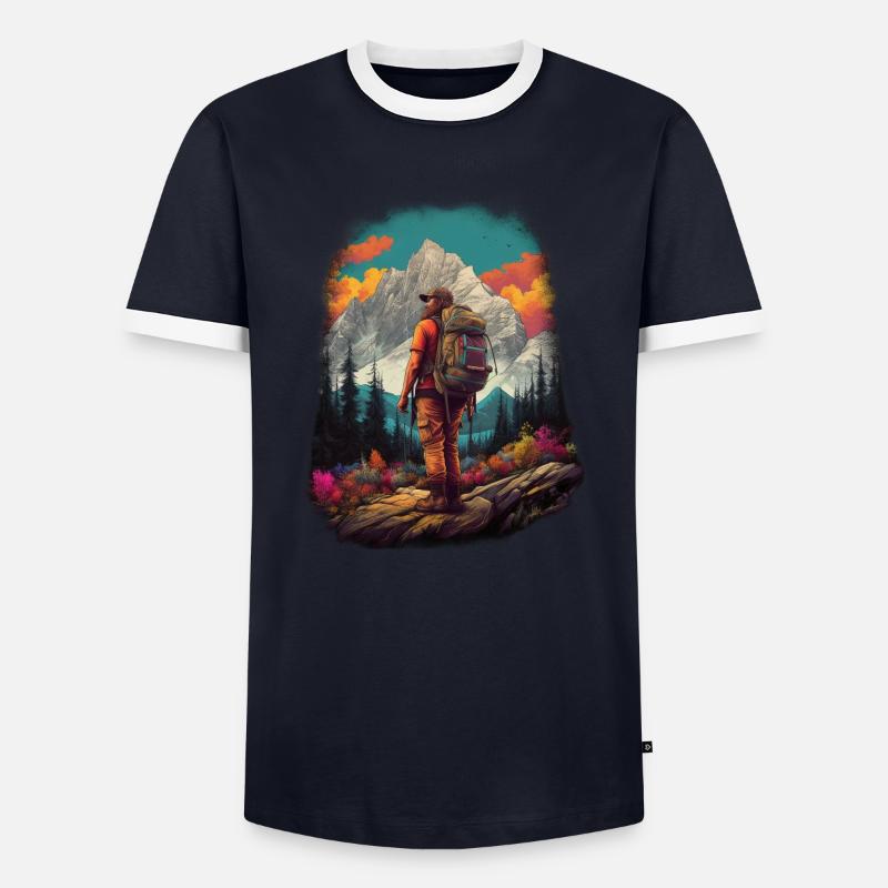 Wanderer 01 - Männer Kontrast-T-Shirt - Navy/Weiß 