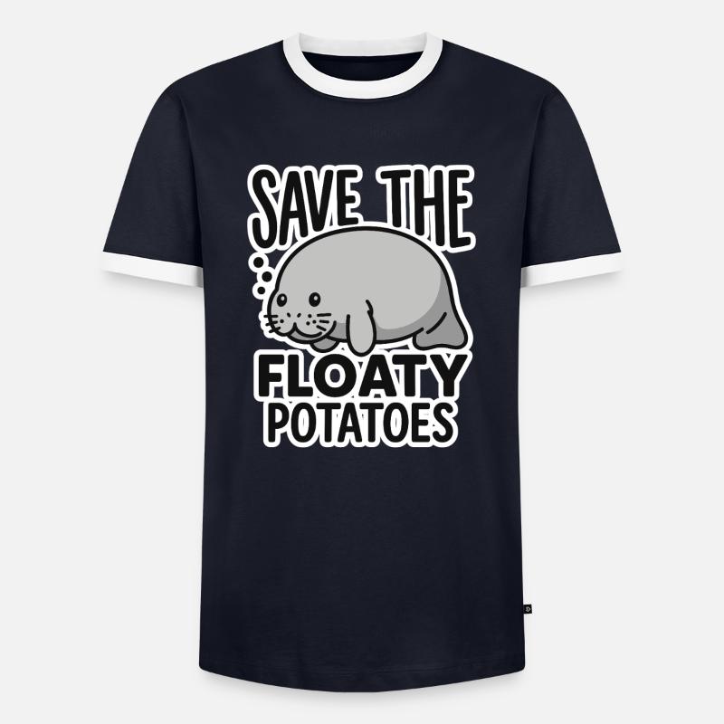 Save the floaty potatoes - Men's Ringer Shirt - navy/white 