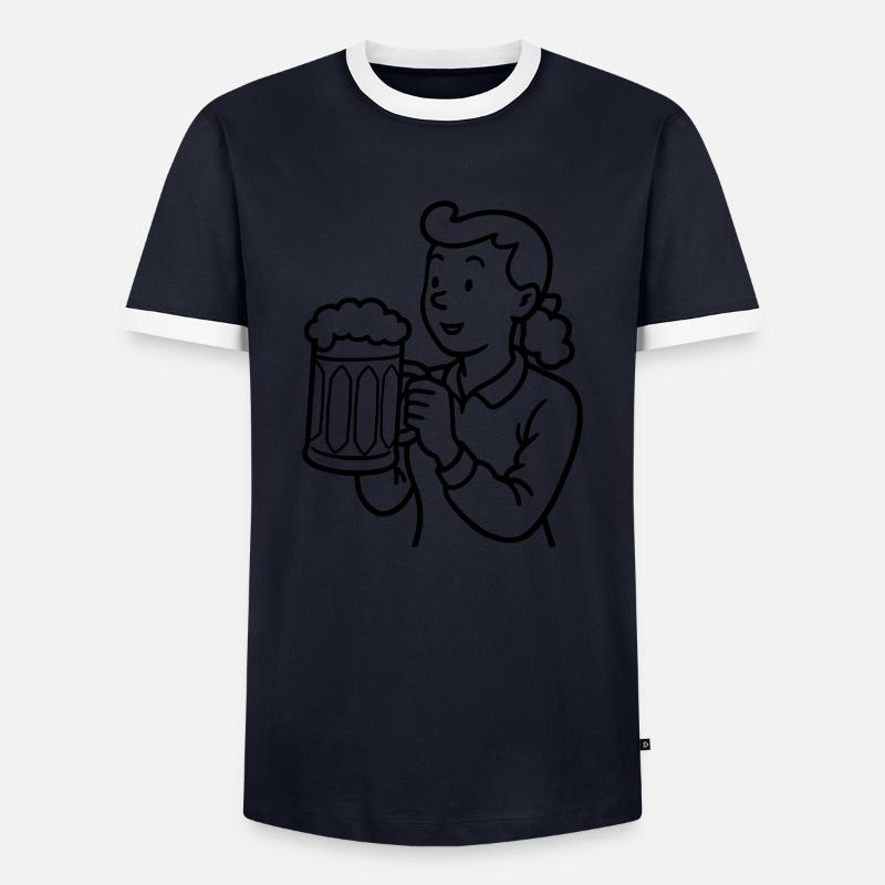 Biermädchen - Männer Kontrast-T-Shirt - Navy/Weiß 