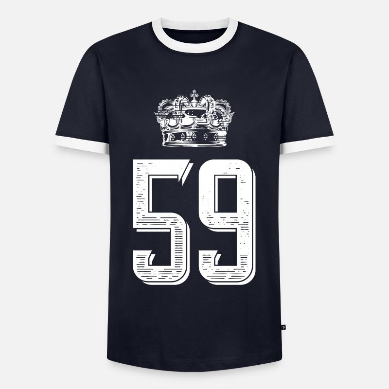 59 Number crown - Men's Ringer Shirt - navy/white 
