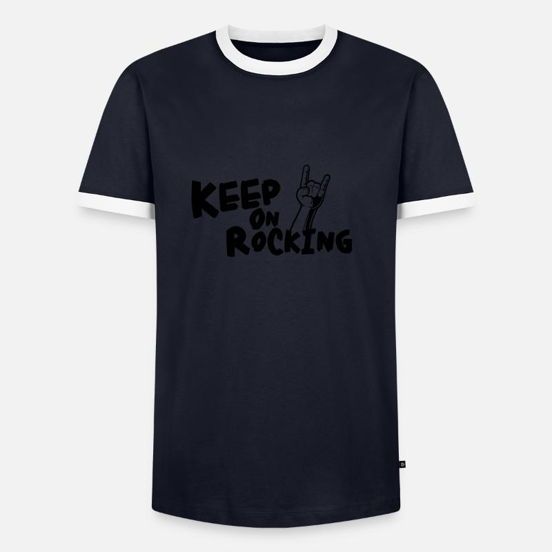 KEEP ON ROCKING !!!!!!! - Men's Ringer Shirt - navy/white 