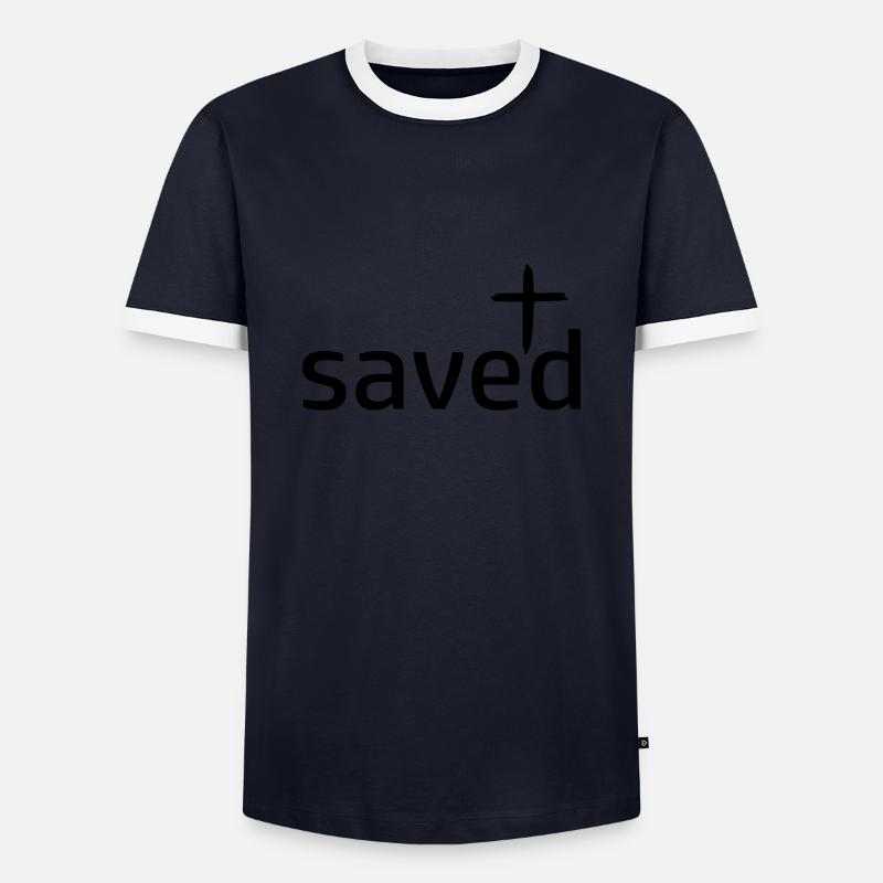 saved gerettet by csDesign - Männer Kontrast-T-Shirt - Navy/Weiß 