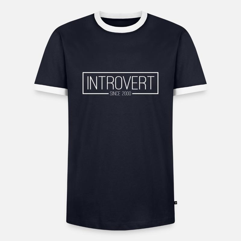 Introvert since 2000 white - Männer Kontrast-T-Shirt - Navy/Weiß 