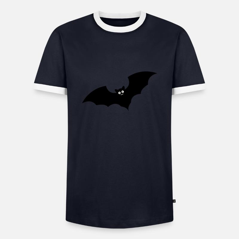 fledermaus - Männer Kontrast-T-Shirt - Navy/Weiß