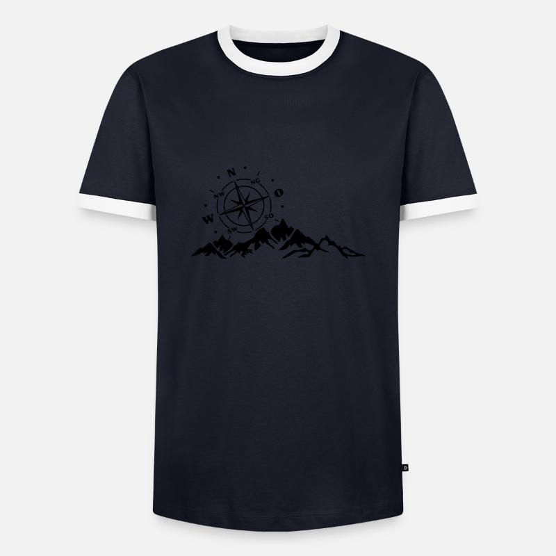 compass - Men's Ringer Shirt - navy/white 