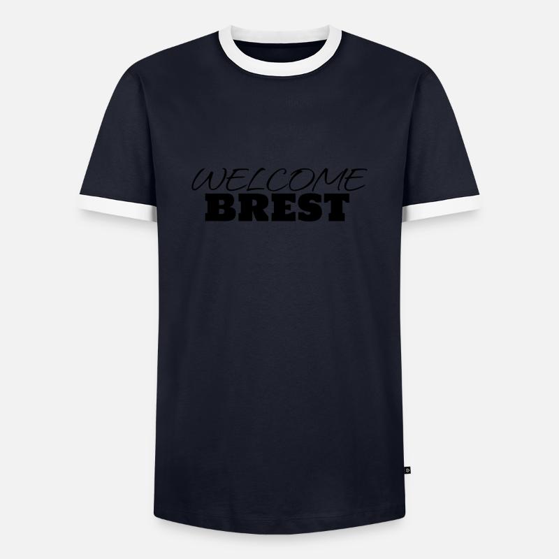 WELCOME BREST - Men's Ringer Shirt - navy/white 