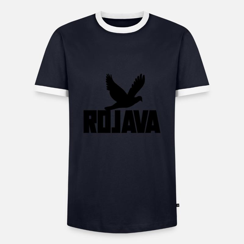 Kurdistan du Rojava - T-shirt contrasté Homme - marine/blanc 