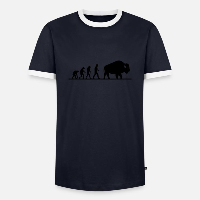 büffel evolution - Männer Kontrast-T-Shirt - Navy/Weiß 