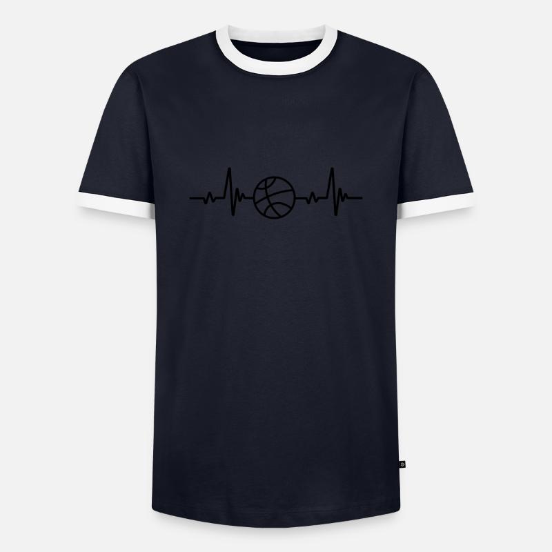 Basketball Herzfrequenz - Männer Kontrast-T-Shirt - Navy/Weiß 
