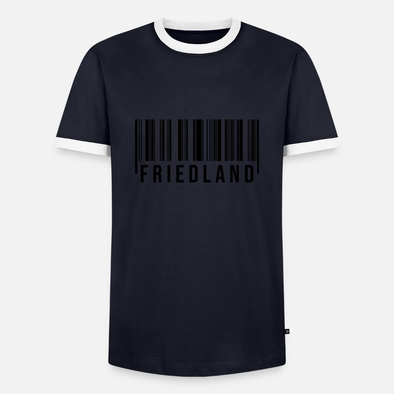 Friedland Strichcode - Männer Kontrast-T-Shirt - Navy/Weiß