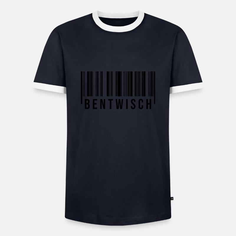 Bentwisch Strichcode - Männer Kontrast-T-Shirt - Navy/Weiß 