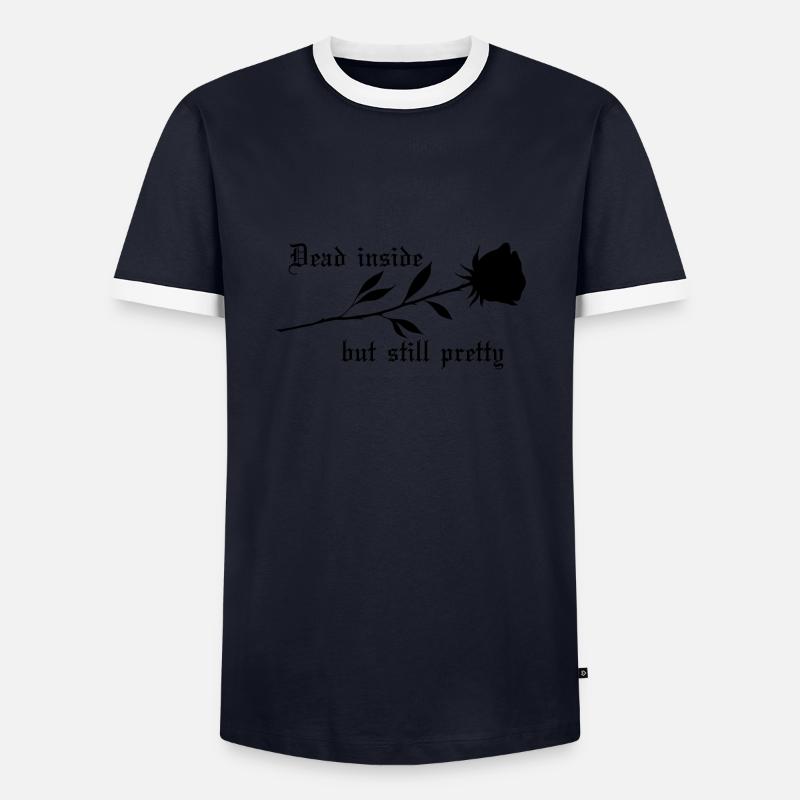 Dead Inside Rose - Männer Kontrast-T-Shirt - Navy/Weiß 