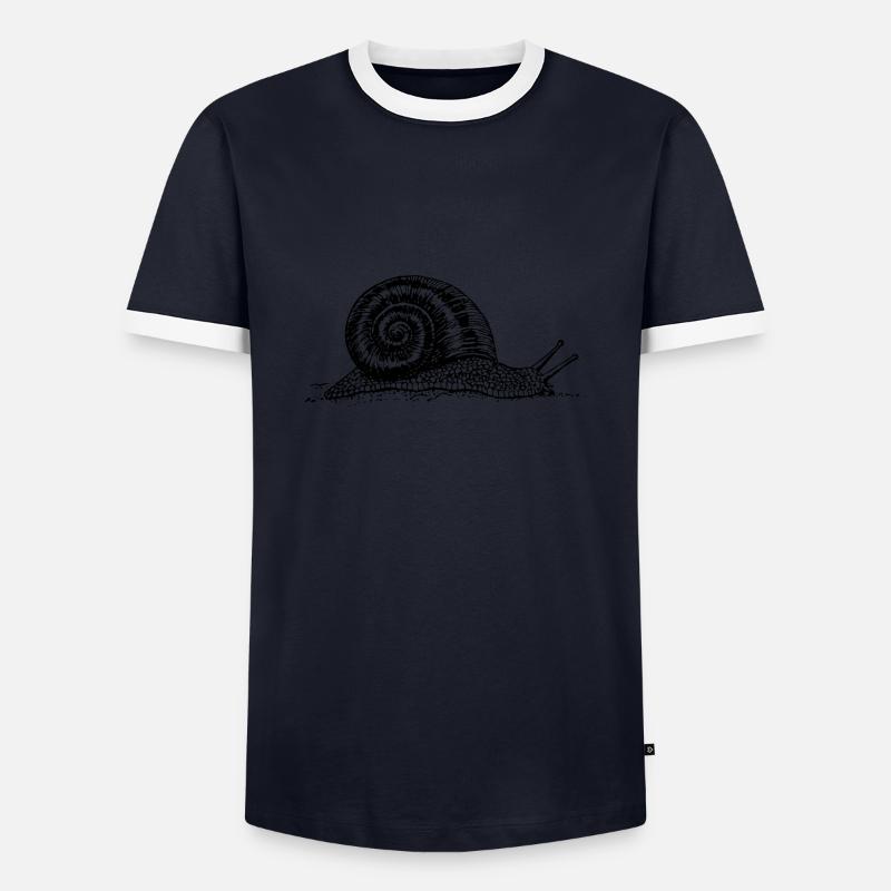 Black and withe snail - Männer Kontrast-T-Shirt - Navy/Weiß