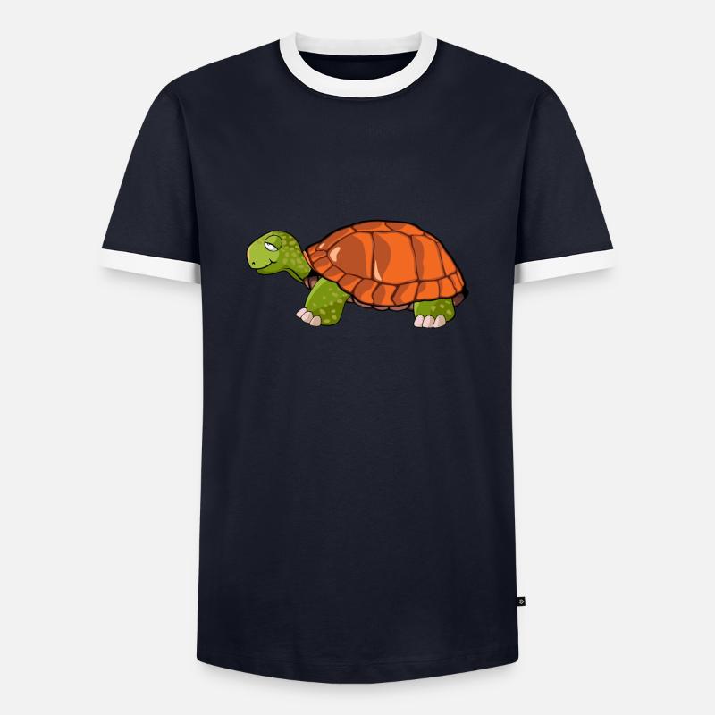 turtle drawing - Men's Ringer Shirt - navy/white 