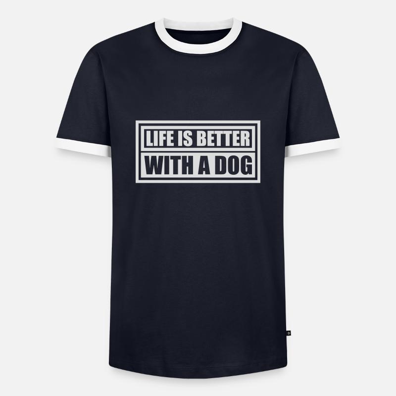 better with a dog - Men's Ringer Shirt - navy/white 