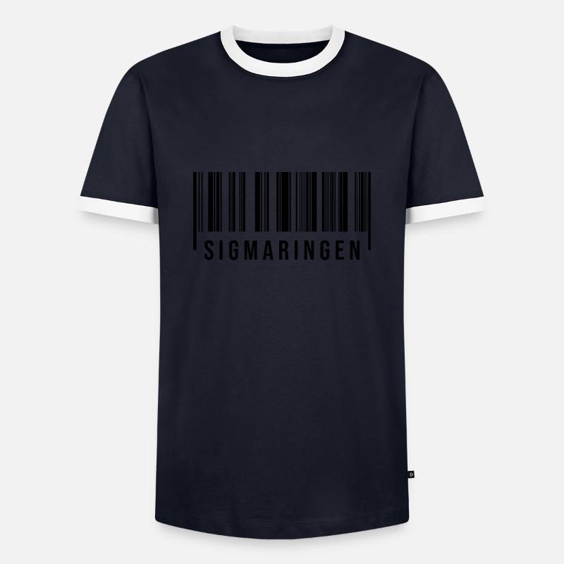 Schwaben Strichcode Sigmaringen - Männer Kontrast-T-Shirt - Navy/Weiß