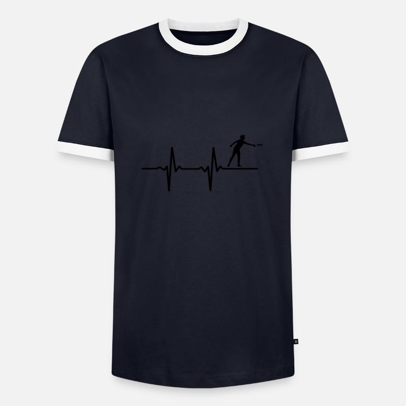 Frisbee Herzfrequenz - Männer Kontrast-T-Shirt - Navy/Weiß 