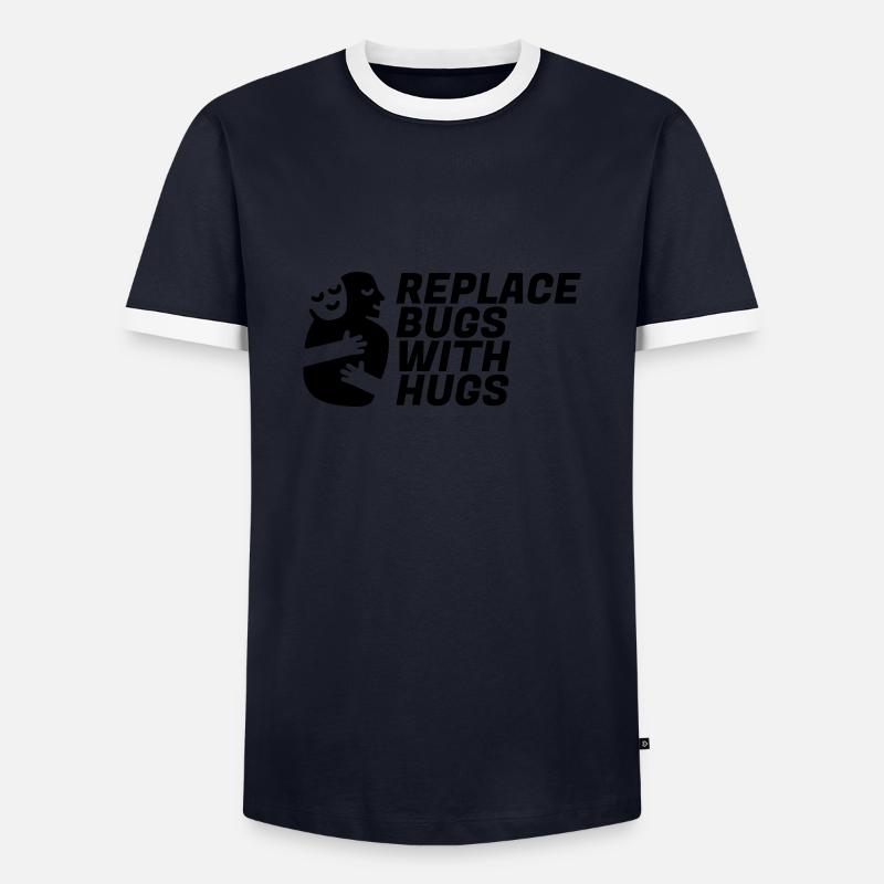 Replace Bugs With Hugs - Men's Ringer Shirt - navy/white 