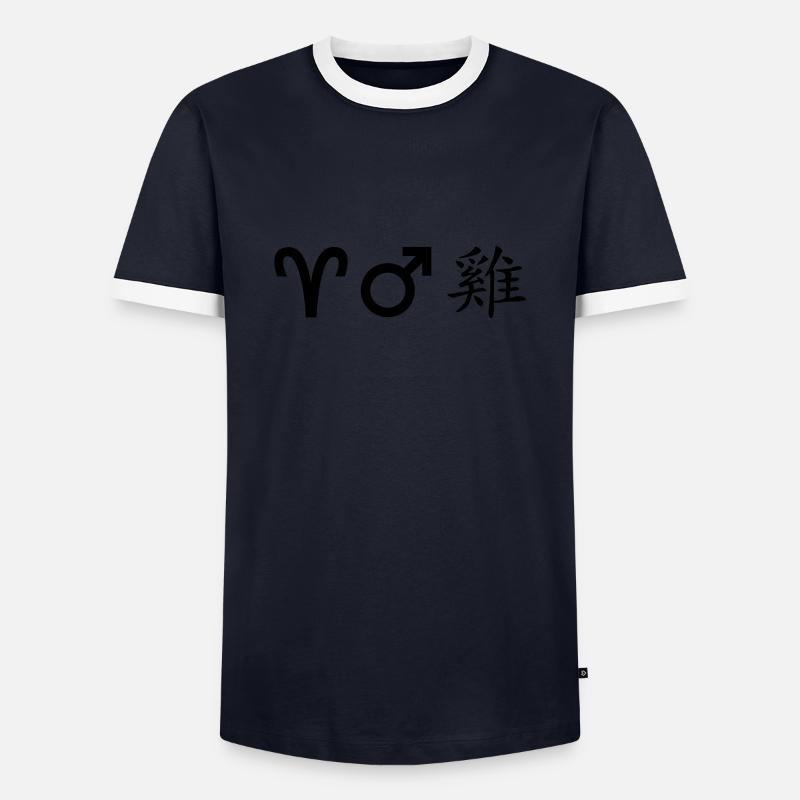 widder mars hahn - Männer Kontrast-T-Shirt - Navy/Weiß 