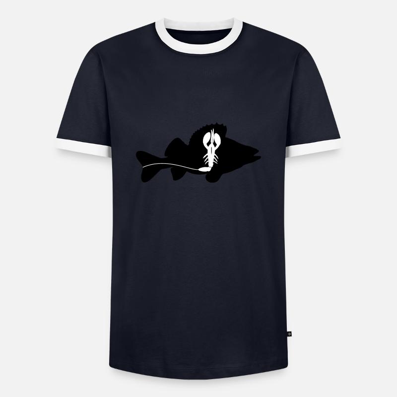 Barsch mit Creature Bait - schwarz - Männer Kontrast-T-Shirt - Navy/Weiß 