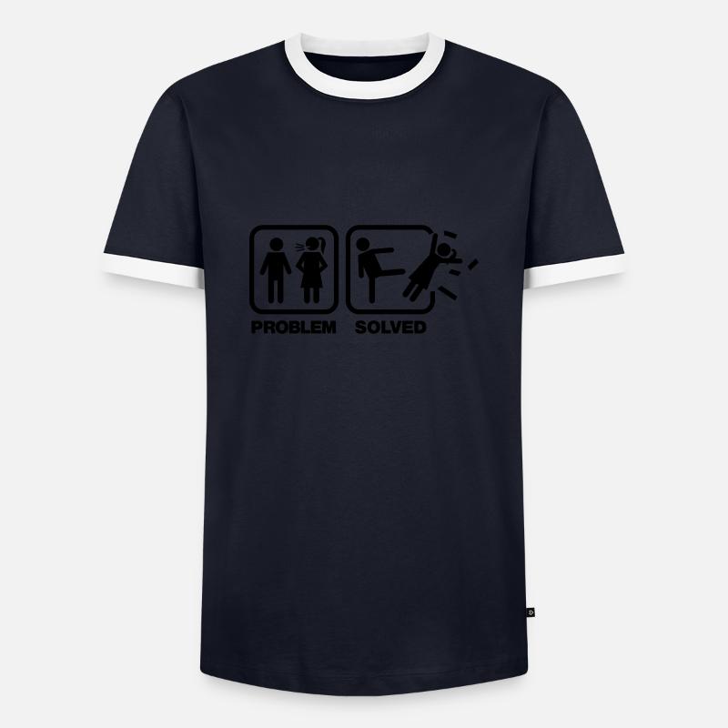 problem solved - T-shirt contrasté Homme - marine/blanc 