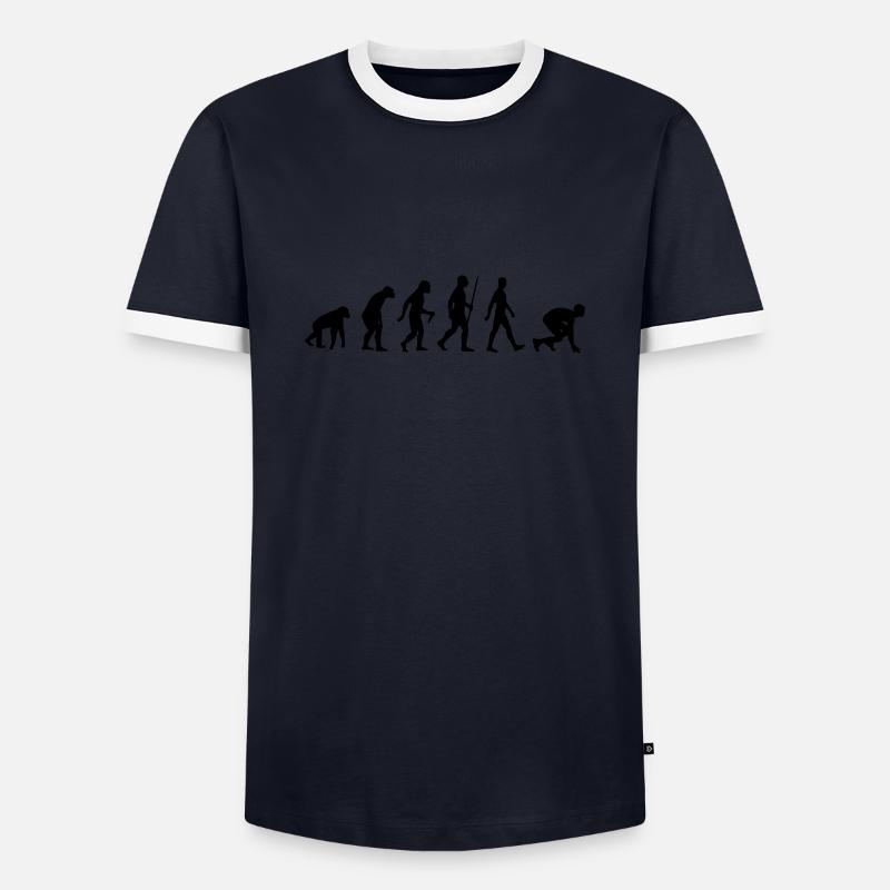 Leichtathletik Sprint Sprinter Sprinten Evolution - Männer Kontrast-T-Shirt - Navy/Weiß 