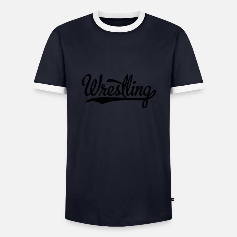 Ringen - Männer Kontrast-T-Shirt - Navy/Weiß 